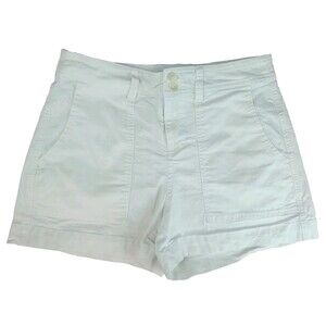A New Day Women's Mom Shorts SZ 10 Khaki Stretch Flat Front Casual Slice Pockets